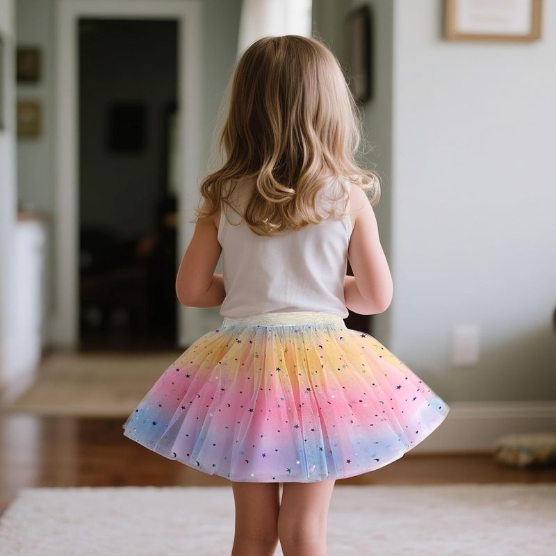 Revkokmx Girls Layered Rainbow Tutu Skirt Dance Dress Ruffle Tiered Clubwear - Image 4